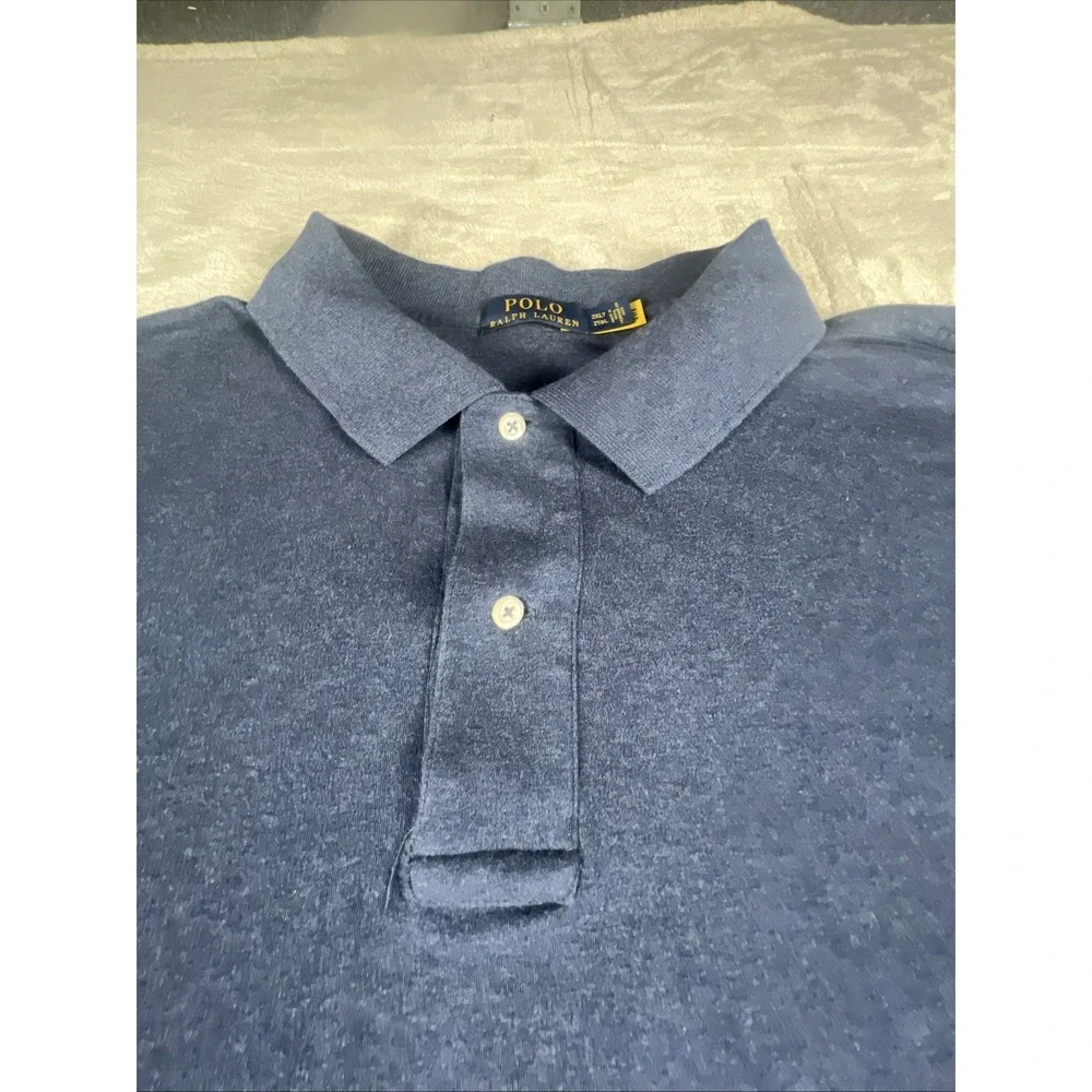 Polo Ralph Lauren Polo Shirt Mens 2XLT Navy Blue Short Sleeve Cotton Pony Logo